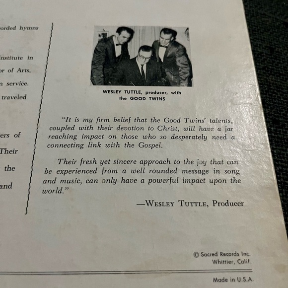 Vintage autographed The Good Twins Have Gospel - Must Travel -- Vinyl LP Record - Picture 9 of 10